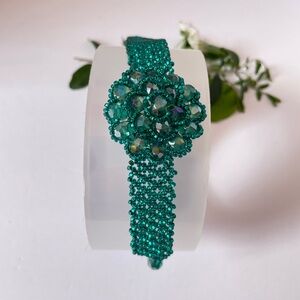 Handmade Intricate Teal Beaded Bracelet